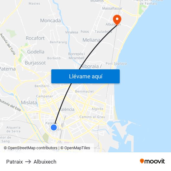 Patraix to Albuixech map