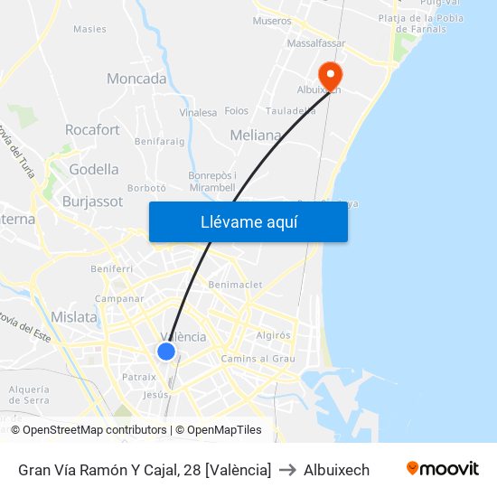 Gran Vía Ramón Y Cajal, 28 [València] to Albuixech map