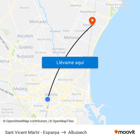 Sant Vicent Màrtir - Espanya to Albuixech map