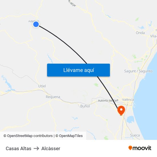 Casas Altas to Alcàsser map