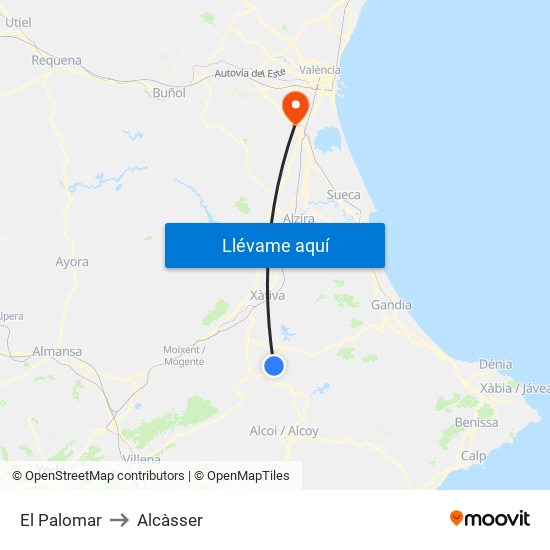 El Palomar to Alcàsser map