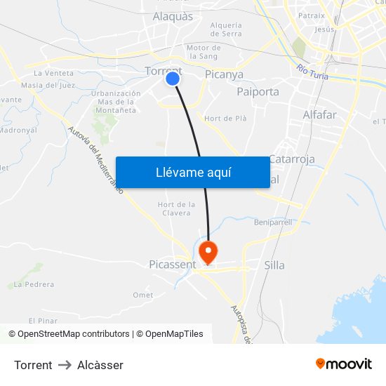 Torrent to Alcàsser map