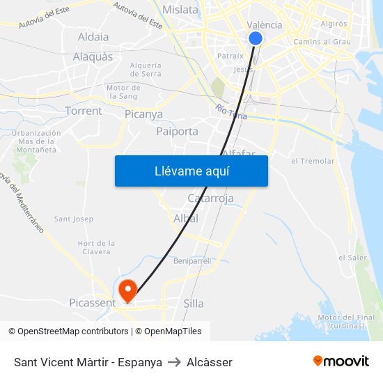 Sant Vicent Màrtir - Espanya to Alcàsser map