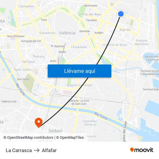 La Carrasca to Alfafar map
