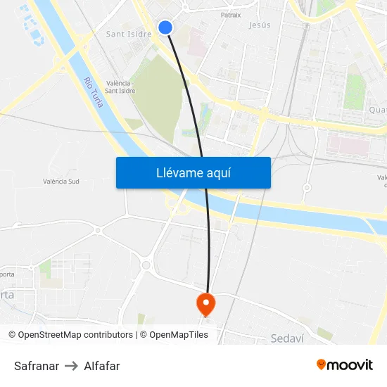 Safranar to Alfafar map