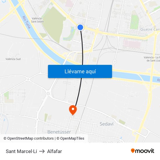 Sant Marcel·Lí to Alfafar map