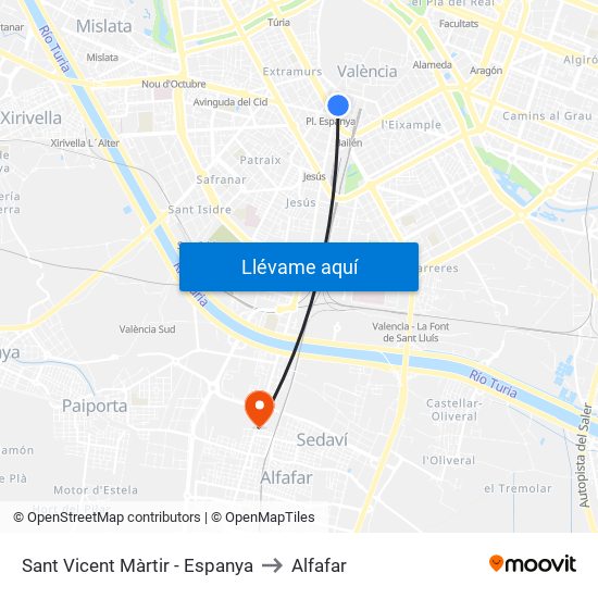 Sant Vicent Màrtir - Espanya to Alfafar map