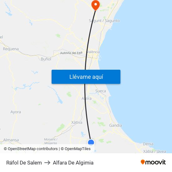 Ráfol De Salem to Alfara De Algimia map