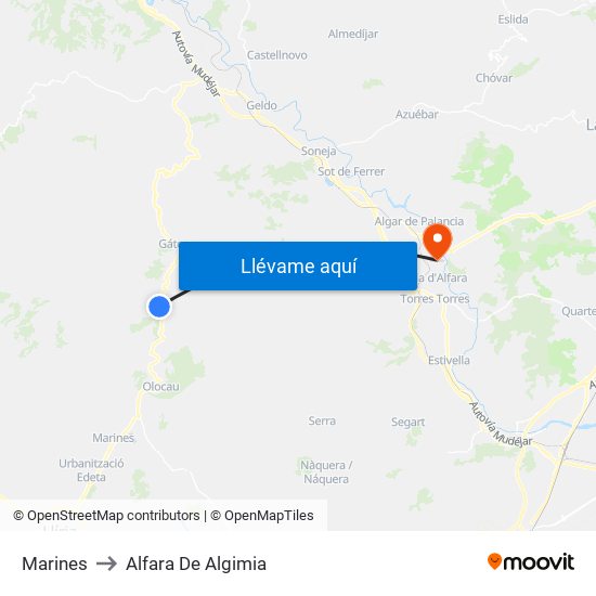 Marines to Alfara De Algimia map