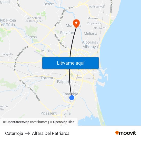 Catarroja to Alfara Del Patriarca map