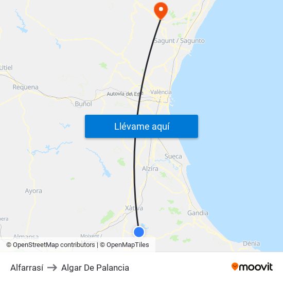 Alfarrasí to Algar De Palancia map
