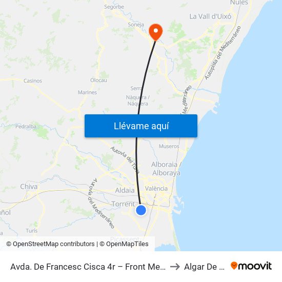 Avda. De Francesc Cisca 4r – Front Metro De Paiporta [Paiporta] to Algar De Palancia map