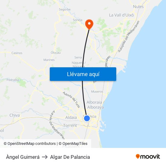 Àngel Guimerá to Algar De Palancia map