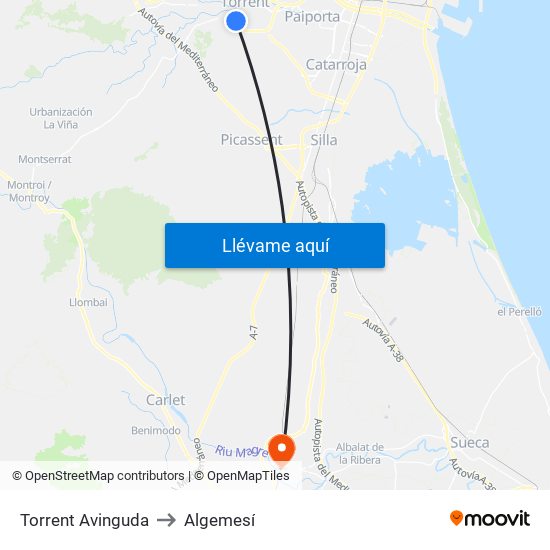 Torrent Avinguda to Algemesí map
