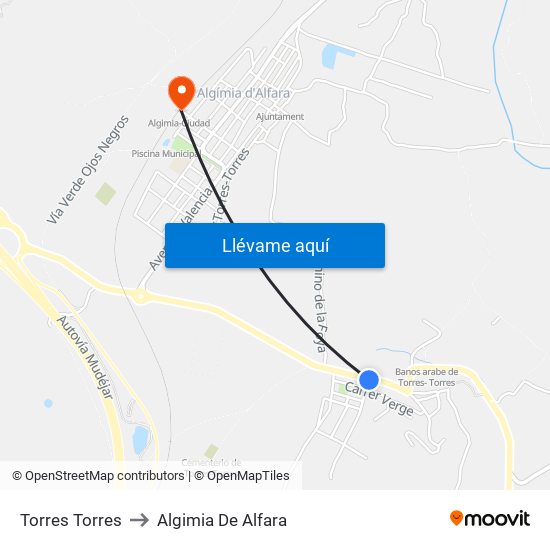 Torres Torres to Algimia De Alfara map