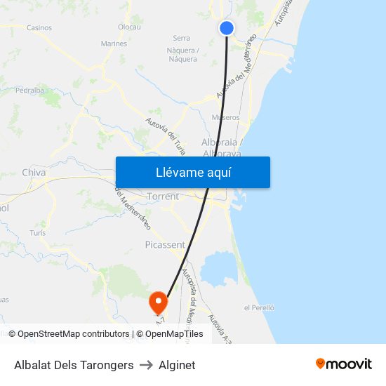 Albalat Dels Tarongers to Alginet map
