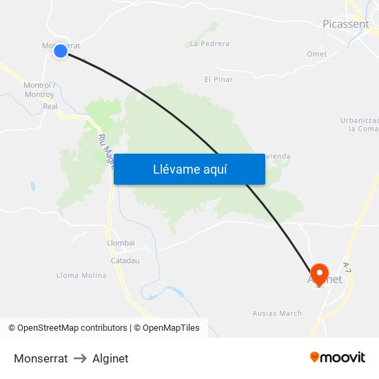 Monserrat to Alginet map