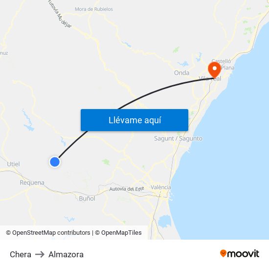 Chera to Almazora map