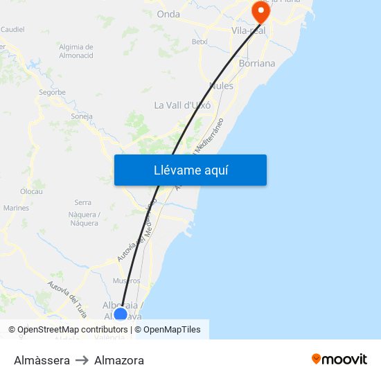 Almàssera to Almazora map