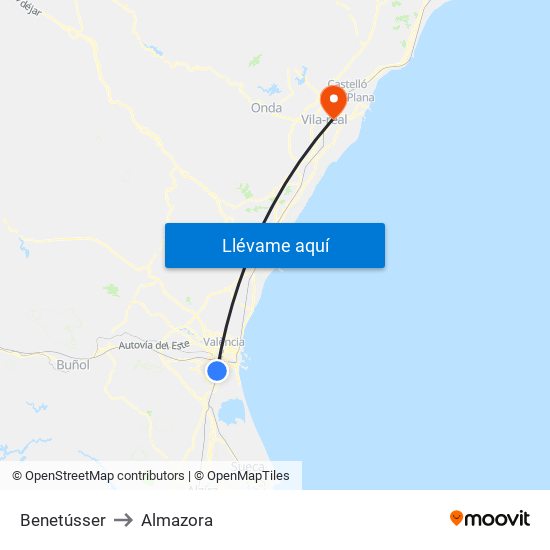 Benetússer to Almazora map