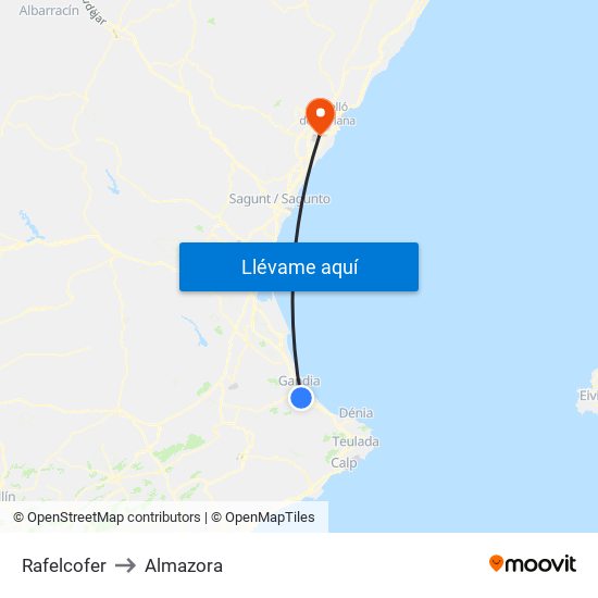 Rafelcofer to Almazora map