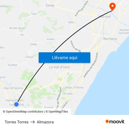 Torres Torres to Almazora map