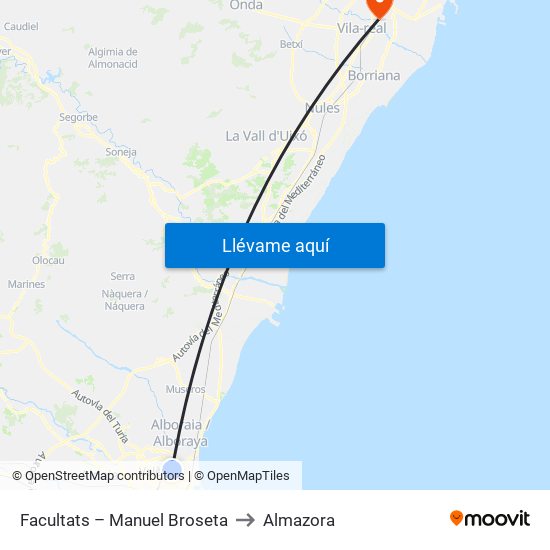 Facultats – Manuel Broseta to Almazora map