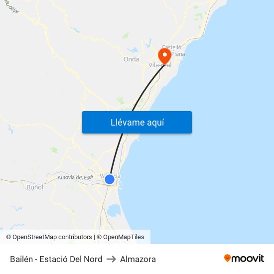 Estació Del Nord - Bailén to Almazora map