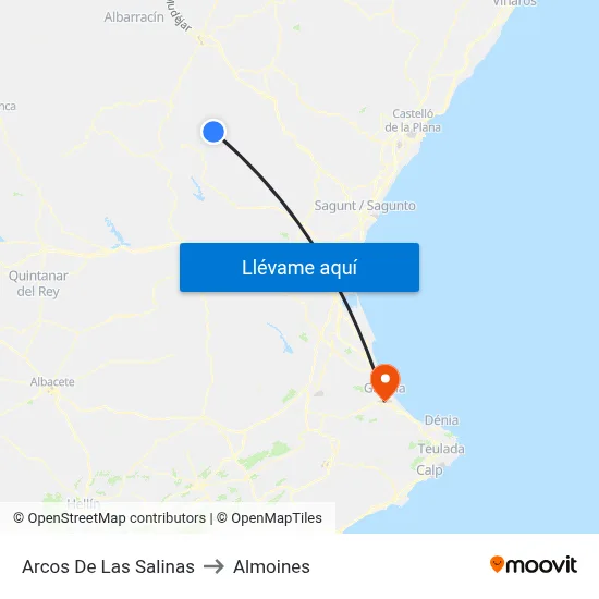 Arcos De Las Salinas to Almoines map