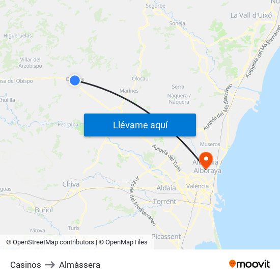 Casinos to Almàssera map