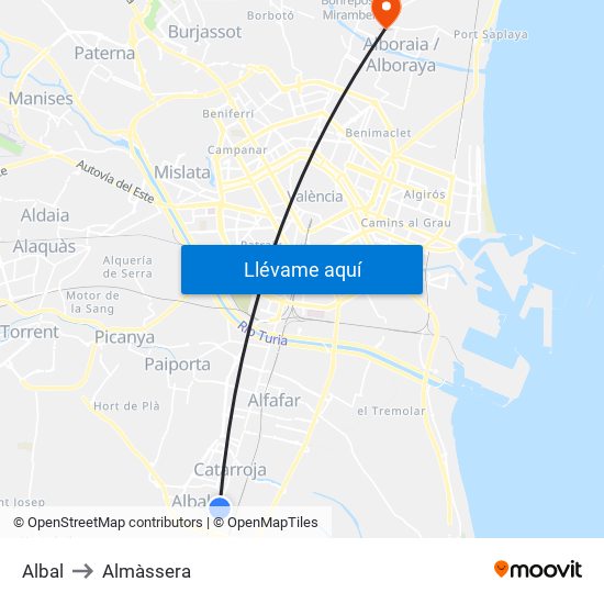 Albal to Almàssera map