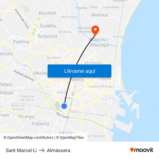 Sant Marcel·Lí to Almàssera map
