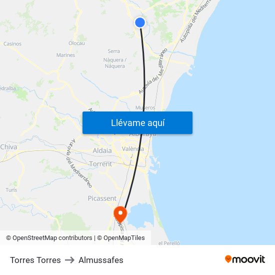 Torres Torres to Almussafes map