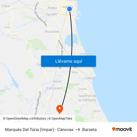 Marqués Del Túria (Impar) - Cánovas to Barxeta map