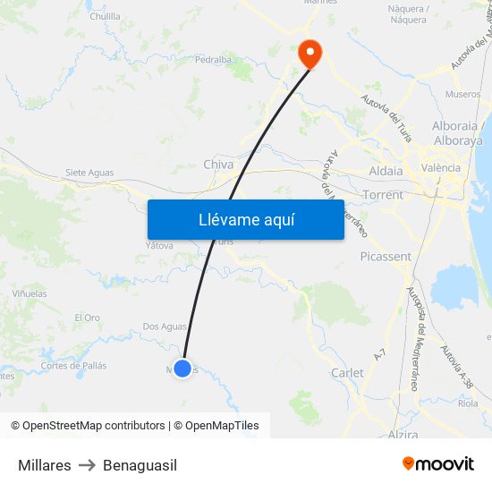 Millares to Benaguasil map