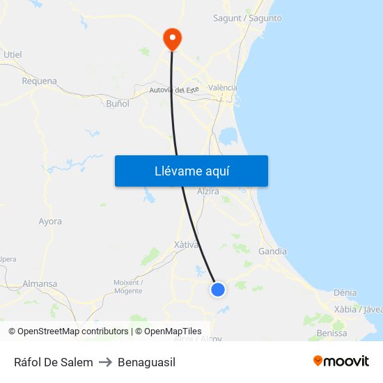 Ráfol De Salem to Benaguasil map