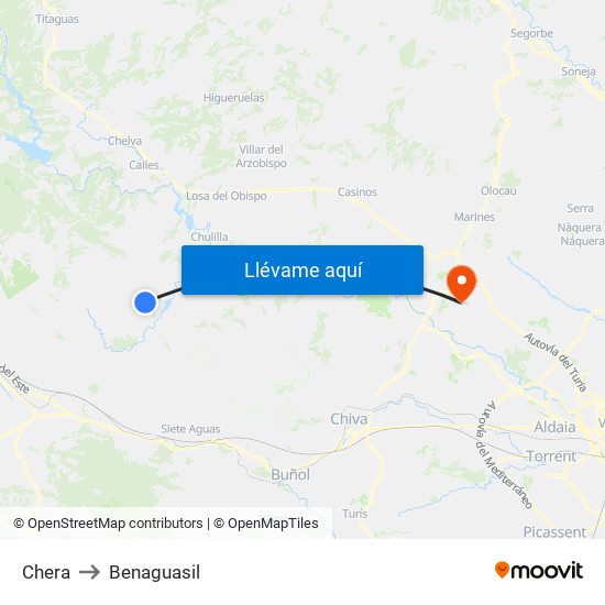 Chera to Benaguasil map