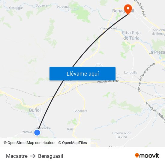 Macastre to Benaguasil map