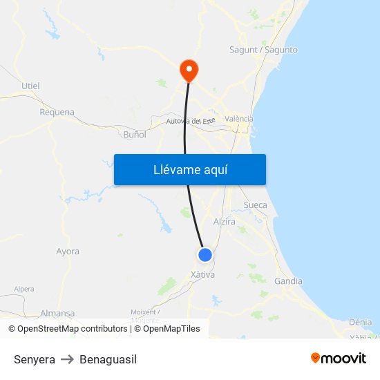 Senyera to Benaguasil map