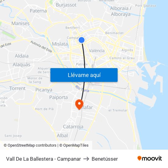 Vall De La Ballestera - Campanar to Benetússer map