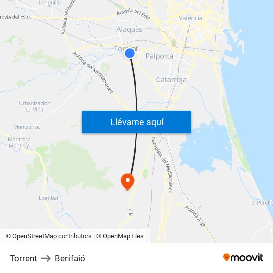 Torrent to Benifaió map