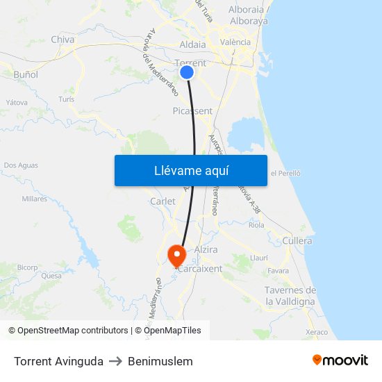 Torrent Avinguda to Benimuslem map