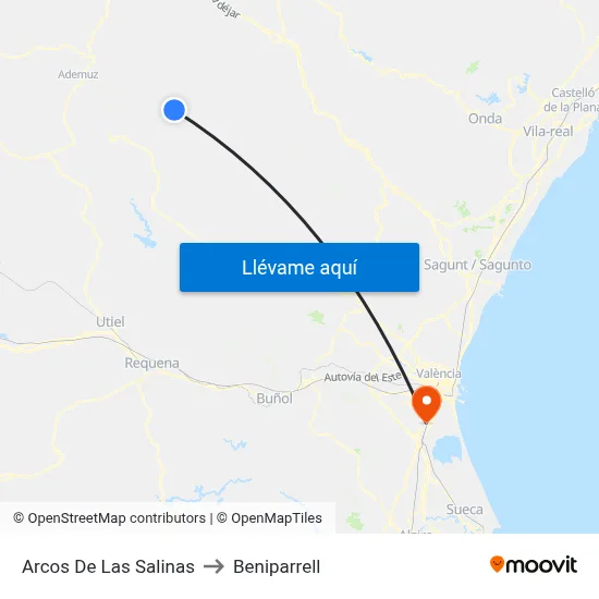 Arcos De Las Salinas to Beniparrell map