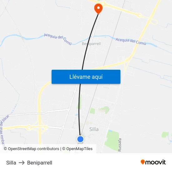 Silla to Beniparrell map