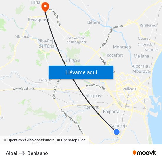 Albal to Benisanó map