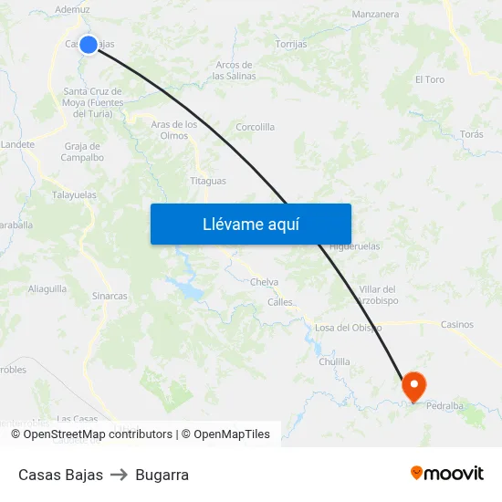 Casas Bajas to Bugarra map