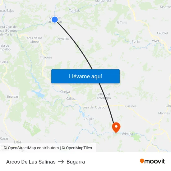 Arcos De Las Salinas to Bugarra map