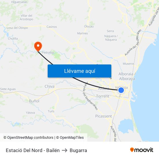 Estació Del Nord - Bailén to Bugarra map