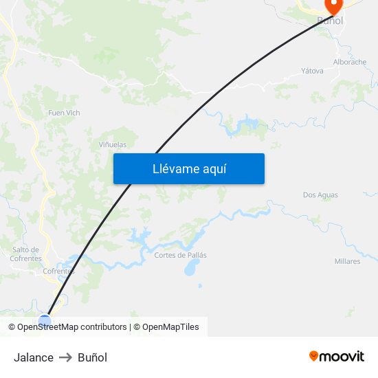 Jalance to Buñol map