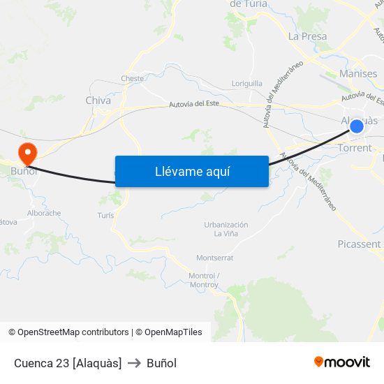 Cuenca 23 [Alaquàs] to Buñol map